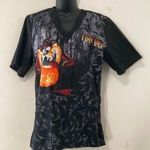 Warner Bros. Black Taz Halloween Scrub Top in excellent condition. Amazing fun